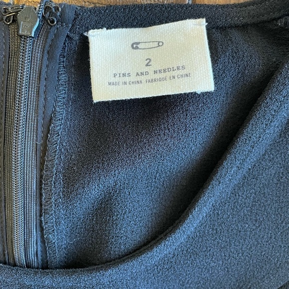 Urban Outfitters Pins & Needles Crepe Lace Inset Black Dress 2 - Picture 5 of 7